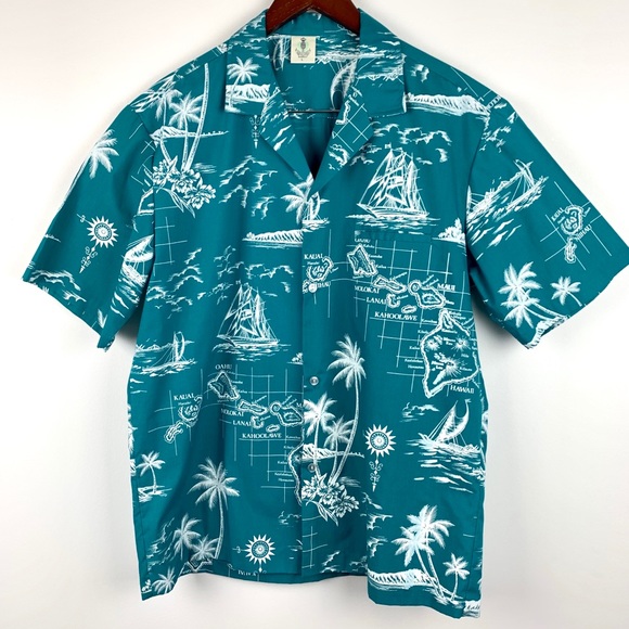 Royal Creations Blue Hawaiian Shirt L NWOT